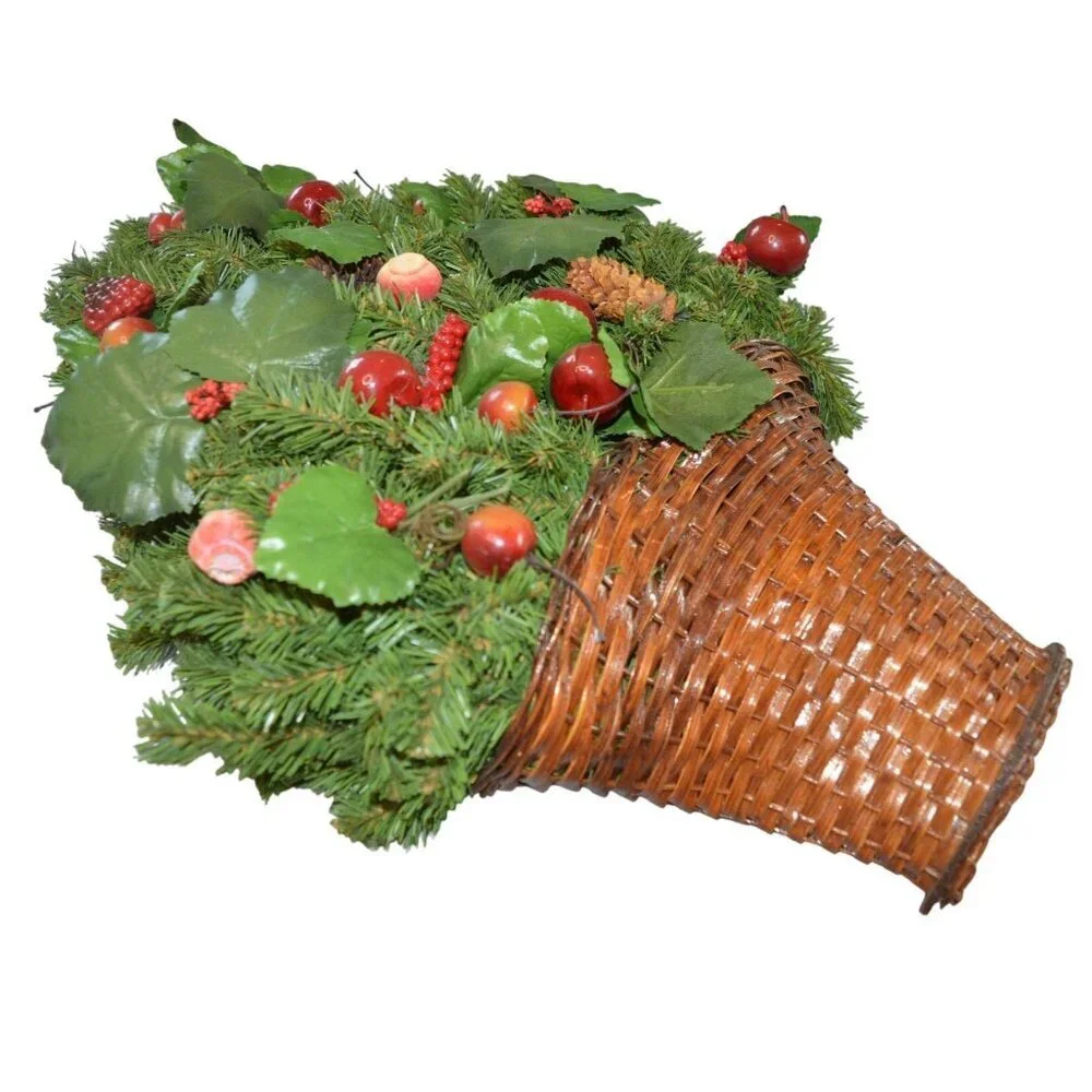 Vintage 90s Christmas Holiday Yuletide Pine Holly Rustic Farmhouse Wall Decor